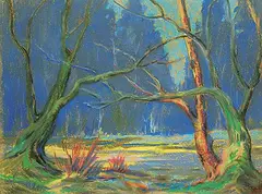Reginald Llewellyn Harvey, Untitled - Spring Stream, pastel on paper