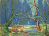 Reginald Llewellyn Harvey, Untitled - Spring Stream, pastel on paper