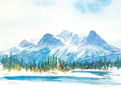 John William Harvie, Chinaman's Peak - Canmore, watercolour on paper