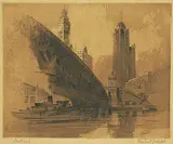 Herbert Joseph, Sentinals, etching on paper