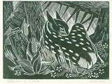 Afternoon of a Fawn by Illingworth Kerr, lino block on paper, sold Dec 2018