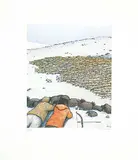 William Kurelek, Untitled - Hunting Caribou #244/300, 1975, photolithographic reproduction on paper