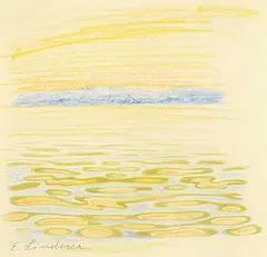 Ernest Friedrich Lindner, Lake with Water Pattern AP #39, coloured pencil on paper