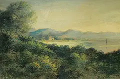 Marmaduke Matthews, Home in a Haze Sky in the Mountains, watercolour on paper