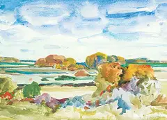 Untitled - October by Wynona Croft Mulcaster, 1978, watercolour on paper, sold Dec 2018