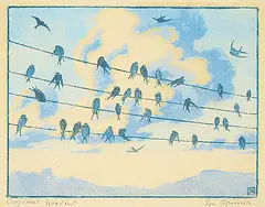 Eva Roemer, Schwallou Rast, colour wood block on paper