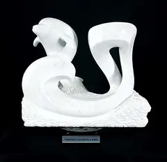 Maarten Schaddelee, Going With the Flow [Dolphin Catching A Wave], 1997, marble sculpture