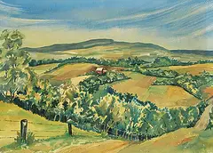 John Gordon Sinclair, Untitled - Prairie Road, 1949, watercolour on paper