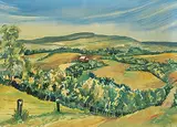 John Gordon Sinclair, Untitled - Prairie Road, 1949, watercolour on paper