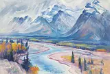 Mountain Stream by Bessie Fry Adelaide Symons, 1966, watercolour on paper, sold Dec 2018