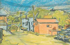 Ants Erik Vomm, Toronto [Back Alley], 1952, pastel on paper