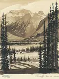 George Weber, Banff, from the Chalets, 1951, watercolour on paper