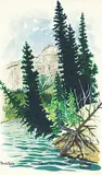 George Weber, Boule Roche, Jasper National Park [Entrance], 1933, watercolour on paper