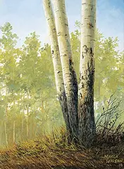 Marla Wilson, Three Poplars, 1978, oil on board