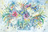 Yone Kvietys Young, Untitled - Explosion of Spring Flowers, watercolour and mixed media on paper