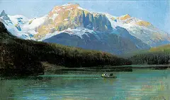 Frederic Marlett Bell-Smith, Canoeing on Emerald Lake, oil on wood board