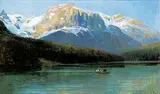 Frederic Marlett Bell-Smith, Canoeing on Emerald Lake, oil on wood board