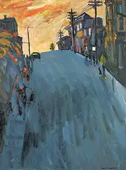 Molly Lamb Bobak, Out of Saint John, oil on wood board