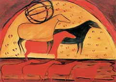 Dancers by Joane Cardinal-Schubert, mixed media on paper, sold Nov 2018