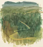 Alan Caswell Collier, Alaska Highway, watercolour on paper