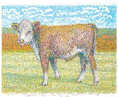 Joseph Fafard, Calf Monet #35/60, 1982, colour silkscreen on paper
