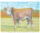 Joseph Fafard, Calf Monet #35/60, 1982, colour silkscreen on paper