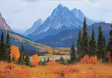 Autumn in the Selkirks by Roland Gissing, oil on canvas, sold Nov 2018