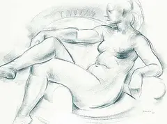 Henry George Glyde, Untitled - Reclining Nude, 1967, conte on paper