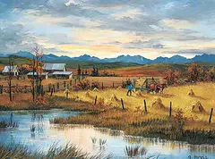 Georgia Jarvis, Foothills Harvest, oil on wood board