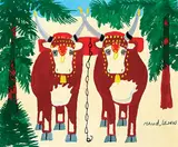 Maud Lewis, Untitled - Pair of Oxen, oil on paper board