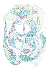 Beyond Understanding by Daphne Odjig, 2012, coloured pencil on paper, sold Nov 2018