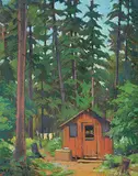 Herbert Sidney Palmer, Cabin in the Spruce Woods [Murray Point, Saskachewan], oil on paper board