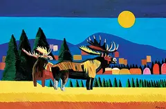 Claude Picher, Moose with Moon, 1992, oil on canvas