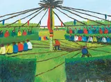 People Gathering for a Sundance by Allen Sapp, acrylic on canvas, sold Nov 2018