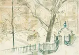 Marian Dale Scott, Untitled - Gate in Winter, 1936, watercolour on paper