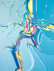 Alex Janvier, Blue Horse, 2008, acrylic on canvas