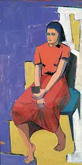 Douglas Gibb Morton, Untitled - Seated Muse, oil on wood board
