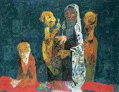 Otto Axer, Untitled - Four Figures at Night, 1971, oil on canvas