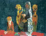 Otto Axer, Untitled - Four Figures at Night