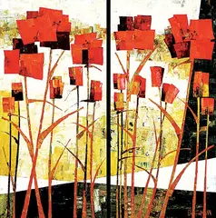 Constance Bachmann, Early Morning Poppyfield, acrylic on canvas