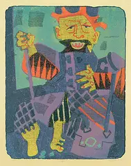 Maxwell Bennett Bates, Beggar 2 #9/16, colour lithograph on paper