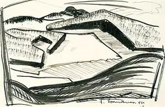 Fritz Brandtner, Untitled - Abstract Landscape, 1941, ink on paper