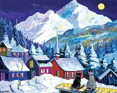 Josette Couillard, Soiree au Clair de Lune [By the Moon Light], acrylic on canvas