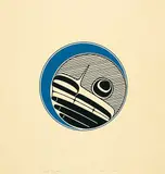 Robert Davidson, Moon [Green and Black on White] #71/248, 1976, colour silkscreen on paper
