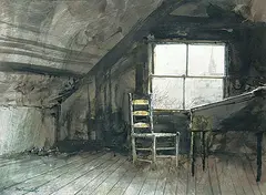 Thomas DeVany Forrestall, West Window, watercolour on paper