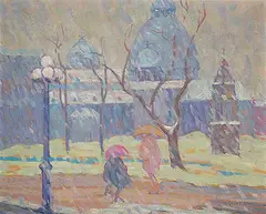 Marjorie Earle Gass, Dominion Square on a Wintery Day, 1927, oil on canvas
