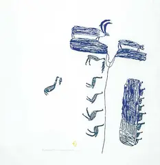 Luke Anguhadluq, On the Land #8/50, 1970, stonecut on paper