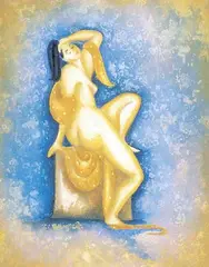 Rajka Kupesic, Nude with Shawl, pastel on paper