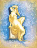 Rajka Kupesic, Nude with Shawl, pastel on paper