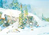 Vojtech Matousek, Shoreline in Winter, 1997, watercolour on paper